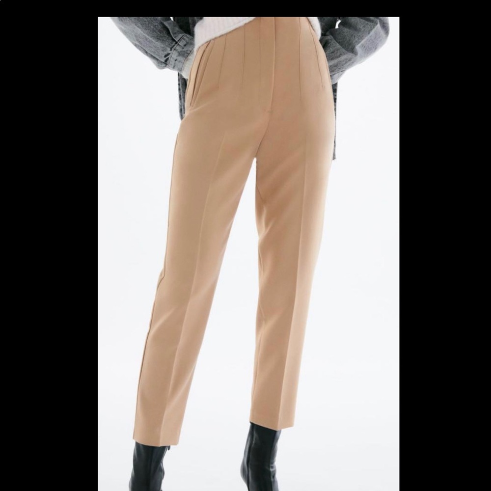 Zara High Waisted Caramel Trousers Size S